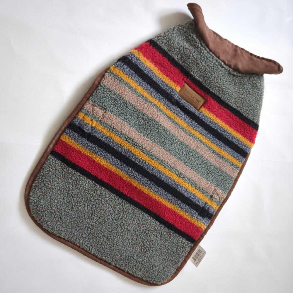Pendleton Fleece Quilted Dog Jacket Pottery Barn‎ Yakima Stripes Camp Pat Coat S